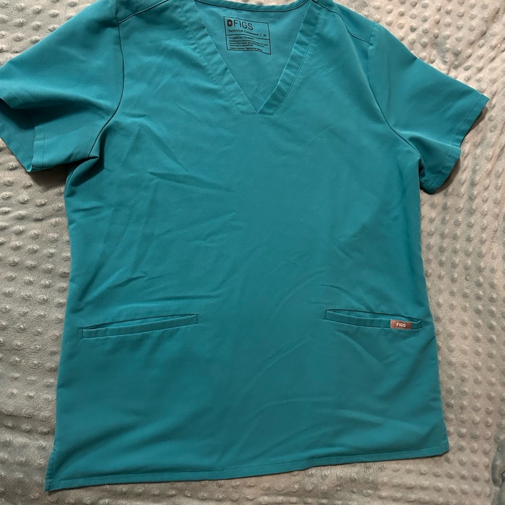 Figs Relaxed Fitted Teal Short Sleeve Tee
